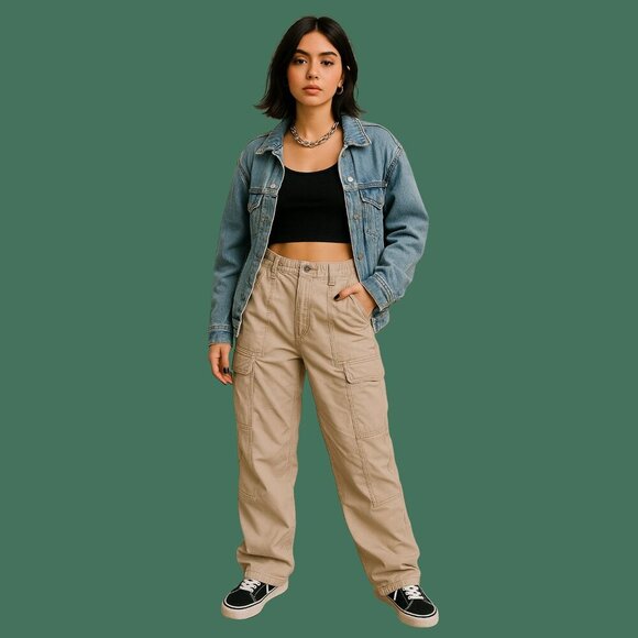 🔥 Garage Cargo Pants P/S – Khaki Utility Straight Leg - Picture 1 of 9